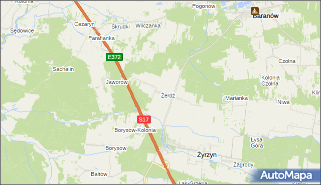 mapa Żerdź gmina Żyrzyn, Żerdź gmina Żyrzyn na mapie Targeo