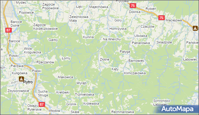 mapa Złotne, Złotne na mapie Targeo