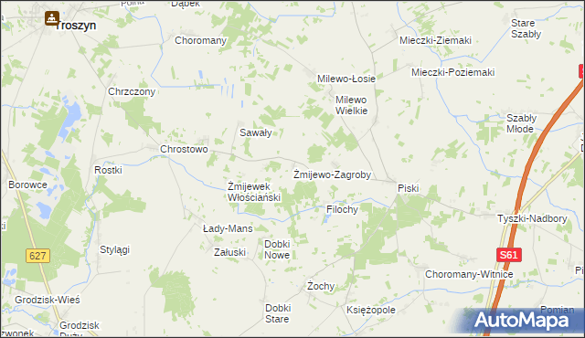mapa Żmijewo-Zagroby, Żmijewo-Zagroby na mapie Targeo