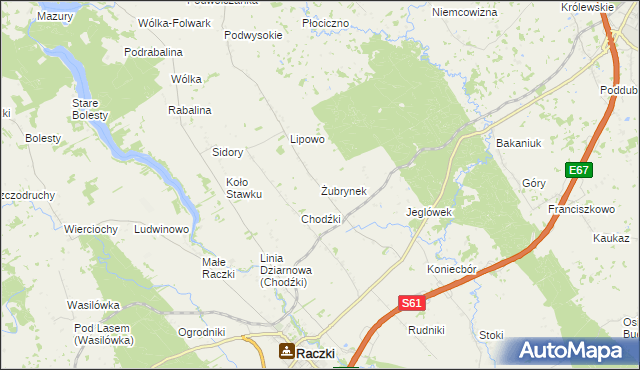 mapa Żubrynek, Żubrynek na mapie Targeo