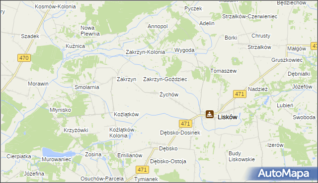 mapa Żychów, Żychów na mapie Targeo