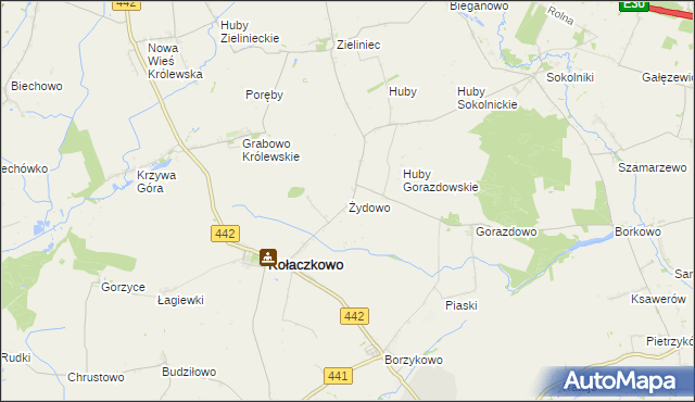 mapa Żydowo gmina Kołaczkowo, Żydowo gmina Kołaczkowo na mapie Targeo