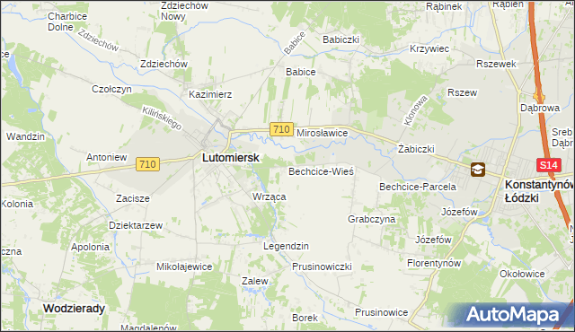 mapa Bechcice-Wieś, Bechcice-Wieś na mapie Targeo