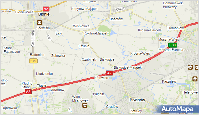 mapa Biskupice gmina Brwinów, Biskupice gmina Brwinów na mapie Targeo