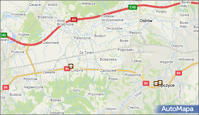 mapa Brzezówka gmina Ropczyce, Brzezówka gmina Ropczyce na mapie Targeo