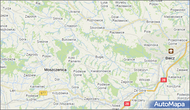 mapa Bugaj gmina Biecz, Bugaj gmina Biecz na mapie Targeo