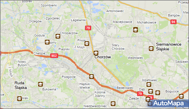 mapa Chorzów, Chorzów na mapie Targeo