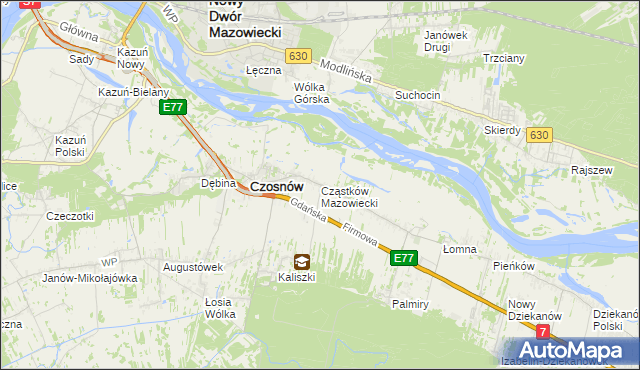 mapa Cząstków Mazowiecki, Cząstków Mazowiecki na mapie Targeo