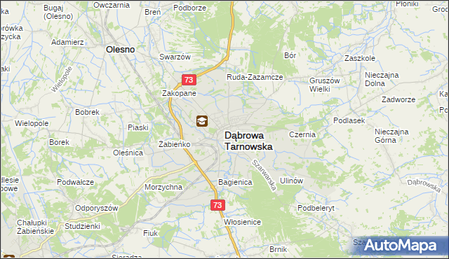 mapa Dąbrowa Tarnowska, Dąbrowa Tarnowska na mapie Targeo