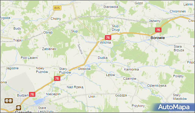mapa Dudka gmina Borowie, Dudka gmina Borowie na mapie Targeo