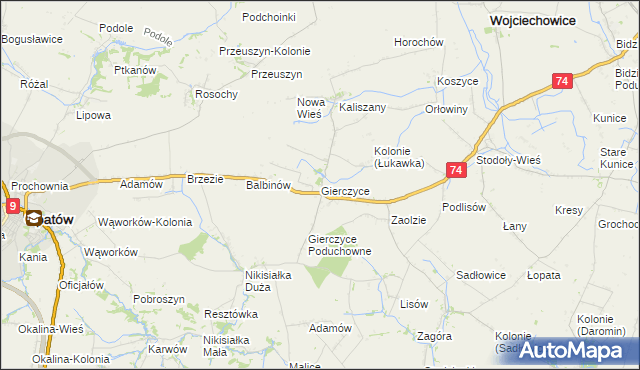 mapa Gierczyce gmina Wojciechowice, Gierczyce gmina Wojciechowice na mapie Targeo