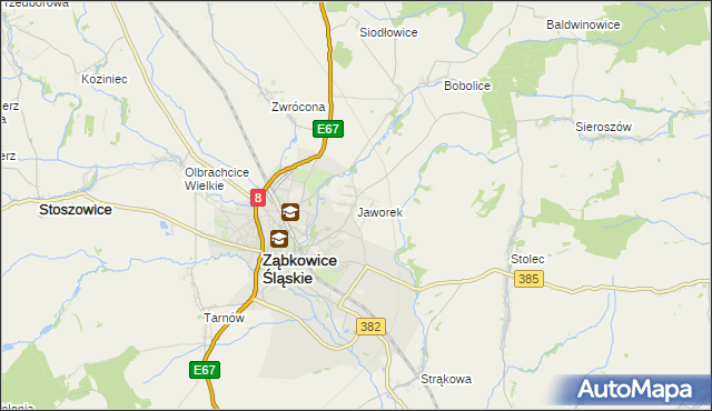 mapa Jaworek gmina Ząbkowice Śląskie, Jaworek gmina Ząbkowice Śląskie na mapie Targeo