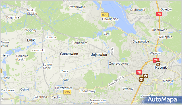 mapa Jejkowice, Jejkowice na mapie Targeo