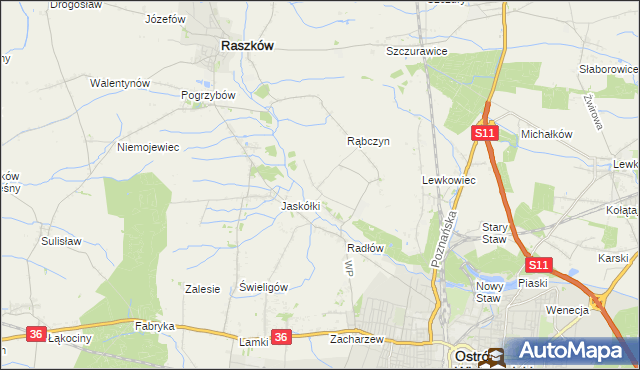 mapa Jelitów gmina Raszków, Jelitów gmina Raszków na mapie Targeo