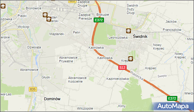 mapa Kalinówka gmina Głusk, Kalinówka gmina Głusk na mapie Targeo