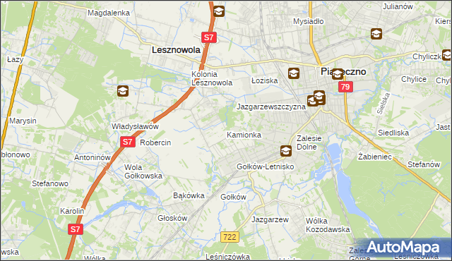 mapa Kamionka gmina Piaseczno, Kamionka gmina Piaseczno na mapie Targeo