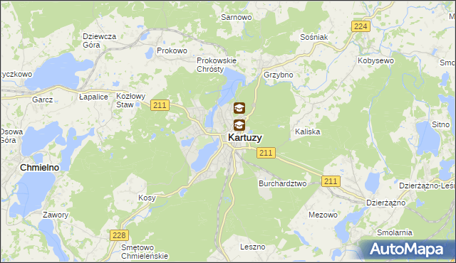 mapa Kartuzy, Kartuzy na mapie Targeo