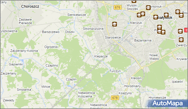 mapa Klepacze gmina Choroszcz, Klepacze gmina Choroszcz na mapie Targeo