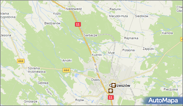 mapa Kuźniki gmina Ostrzeszów, Kuźniki gmina Ostrzeszów na mapie Targeo