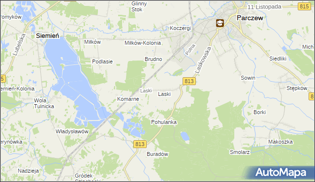 mapa Laski gmina Parczew, Laski gmina Parczew na mapie Targeo