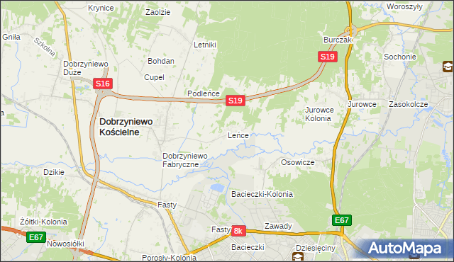 mapa Leńce, Leńce na mapie Targeo