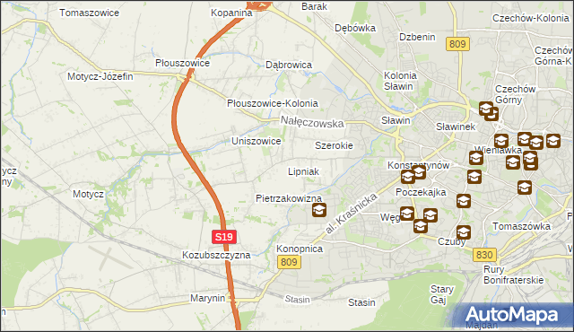 mapa Lipniak gmina Konopnica, Lipniak gmina Konopnica na mapie Targeo