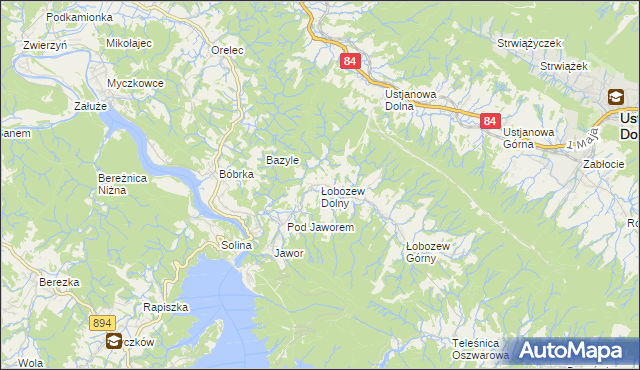 mapa Łobozew Dolny, Łobozew Dolny na mapie Targeo