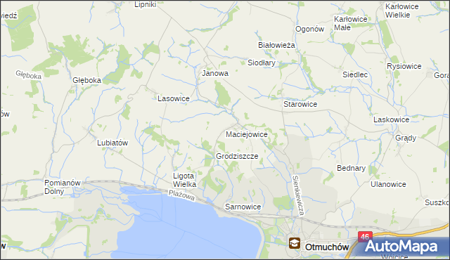 mapa Maciejowice gmina Otmuchów, Maciejowice gmina Otmuchów na mapie Targeo