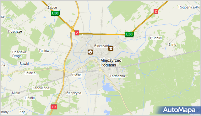 mapa Międzyrzec Podlaski, Międzyrzec Podlaski na mapie Targeo