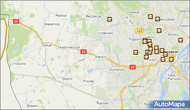 mapa Mierzyn gmina Dobra (Szczecińska), Mierzyn gmina Dobra (Szczecińska) na mapie Targeo