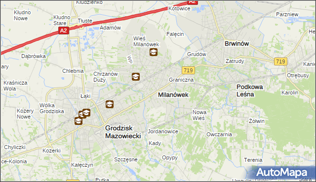mapa Milanówek, Milanówek na mapie Targeo