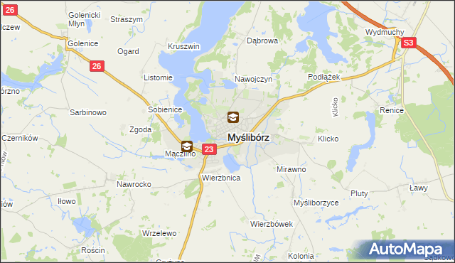 mapa Myślibórz, Myślibórz na mapie Targeo