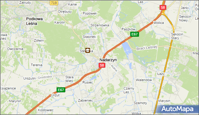 mapa Nadarzyn powiat pruszkowski, Nadarzyn powiat pruszkowski na mapie Targeo