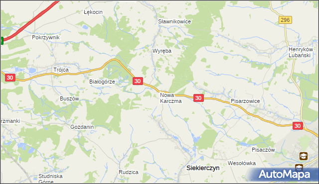 mapa Nowa Karczma gmina Siekierczyn, Nowa Karczma gmina Siekierczyn na mapie Targeo