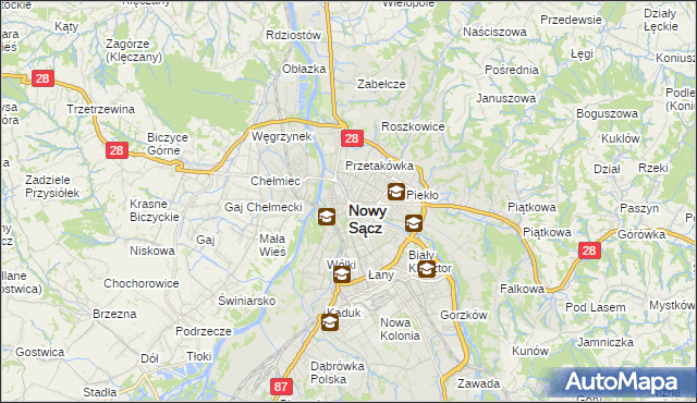 mapa Nowego Sącza, Nowy Sącz na mapie Targeo