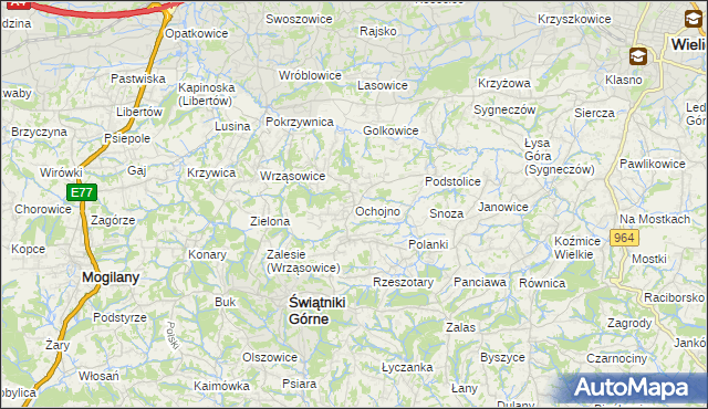 mapa Ochojno, Ochojno na mapie Targeo