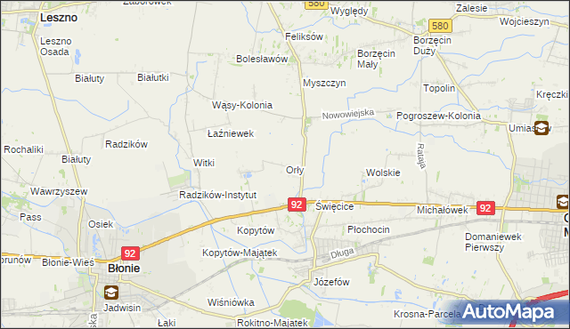 mapa Orły gmina Ożarów Mazowiecki, Orły gmina Ożarów Mazowiecki na mapie Targeo