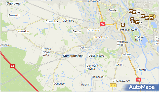 mapa Osiny gmina Komprachcice, Osiny gmina Komprachcice na mapie Targeo