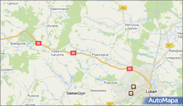 mapa Pisarzowice gmina Lubań, Pisarzowice gmina Lubań na mapie Targeo