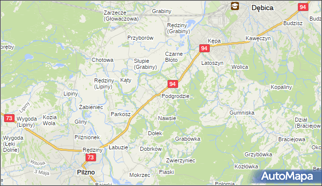 mapa Podgrodzie gmina Dębica, Podgrodzie gmina Dębica na mapie Targeo