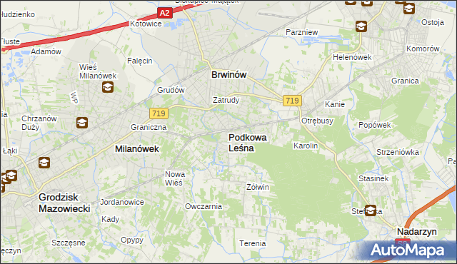 mapa Podkowa Leśna, Podkowa Leśna na mapie Targeo