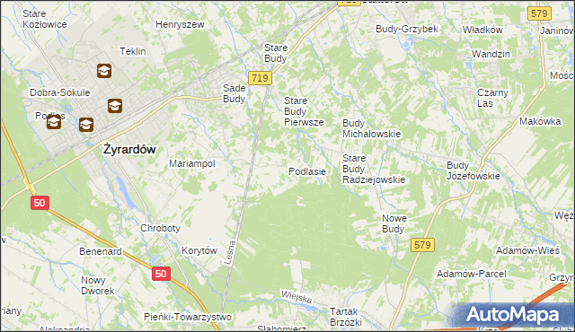 mapa Podlasie gmina Radziejowice, Podlasie gmina Radziejowice na mapie Targeo