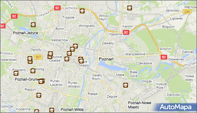 mapa Poznania, Poznań na mapie Targeo