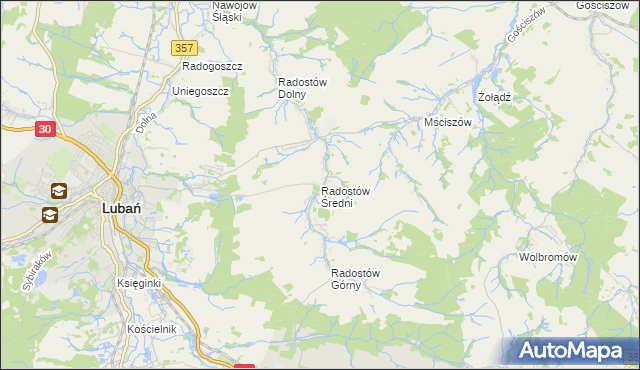 mapa Radostów Średni, Radostów Średni na mapie Targeo