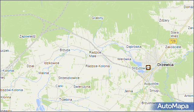 mapa Radzice Duże, Radzice Duże na mapie Targeo