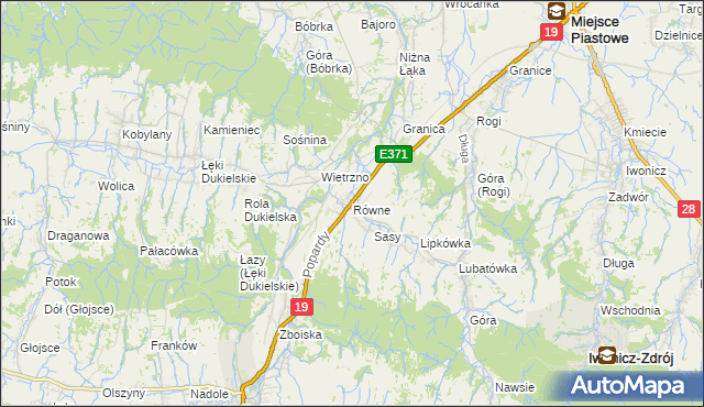 mapa Równe gmina Dukla, Równe gmina Dukla na mapie Targeo