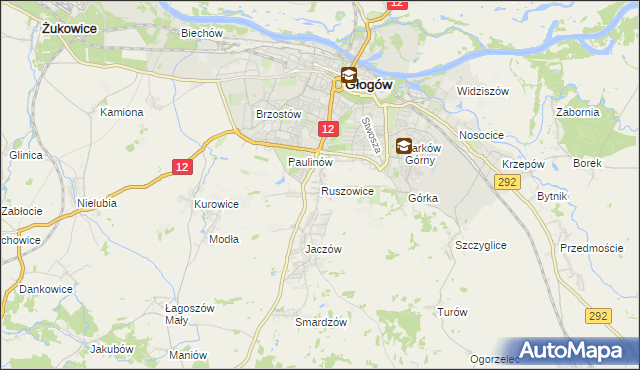 mapa Ruszowice gmina Głogów, Ruszowice gmina Głogów na mapie Targeo