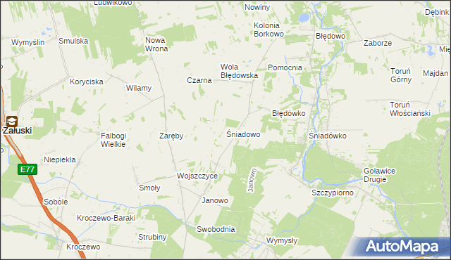 mapa Śniadowo gmina Zakroczym, Śniadowo gmina Zakroczym na mapie Targeo