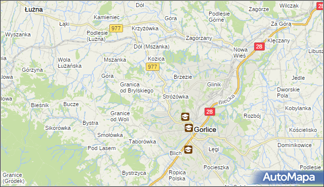 mapa Stróżówka, Stróżówka na mapie Targeo