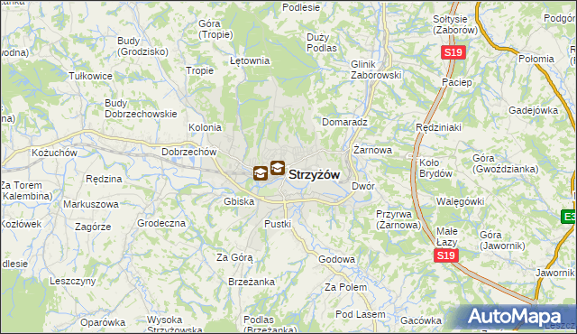 mapa Strzyżów, Strzyżów na mapie Targeo